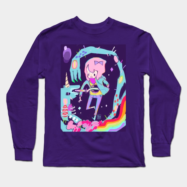 Space Unicorn Long Sleeve T-Shirt by kurilord